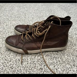 - Men’s Frye Greene Tall Lace, brown leather, size 12